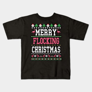 flamingo merry christmas Kids T-Shirt